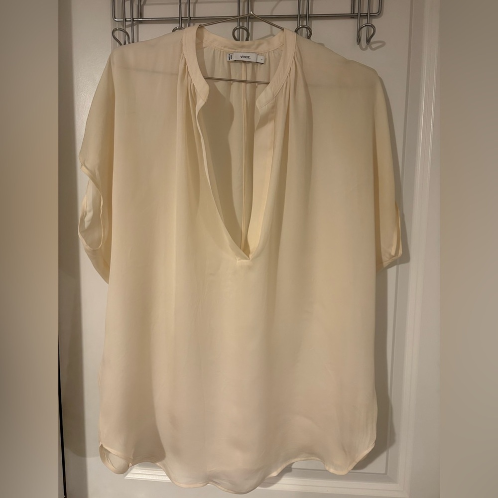 Vince 100% Silk V Neck Blouse